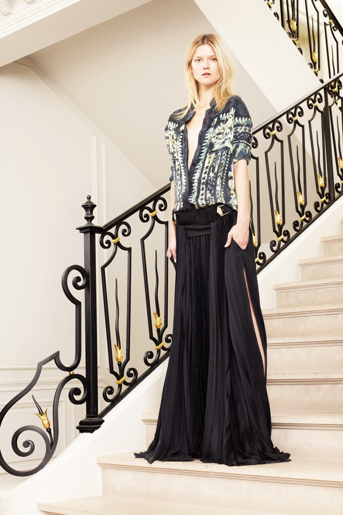 black chiffon skirt with printed top