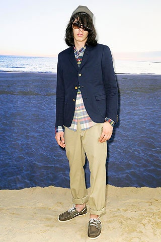 blue tailored blazer with multi shirt