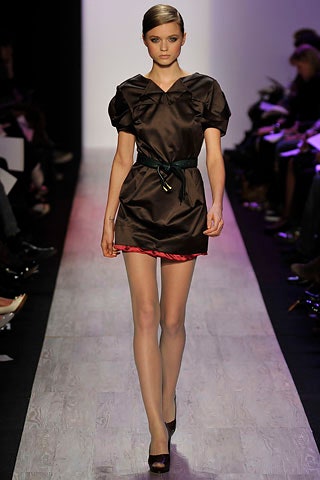 brown silk ruffled mini dress