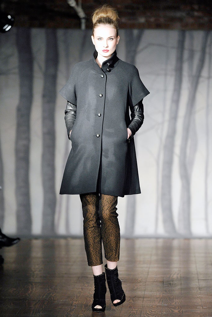 gray structured short-sleeve coat