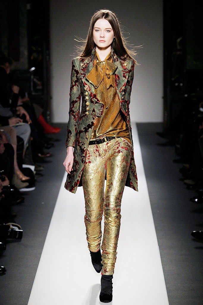 embroidered green coat with gold top