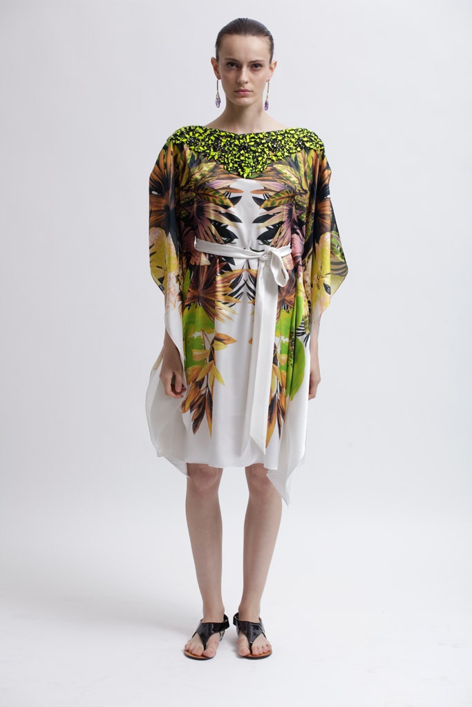 white multi-colored printed dress