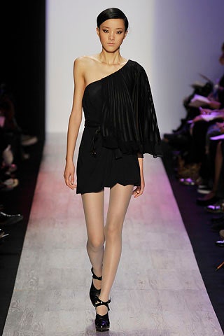 black silk pleated asymmetric dress