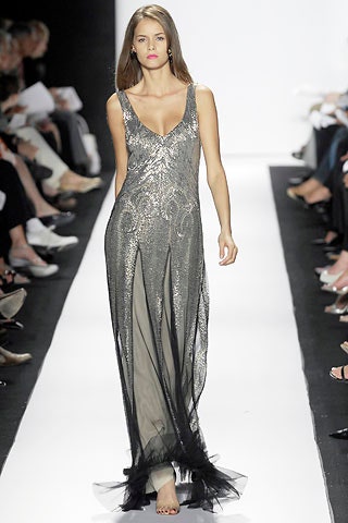 gray silk sleeveless gown