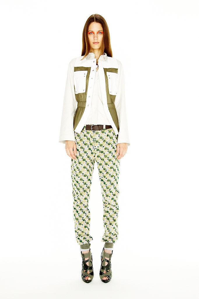 relaxed white jacket with printed pants