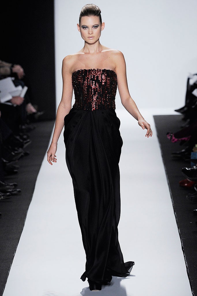 black and red strapless gown