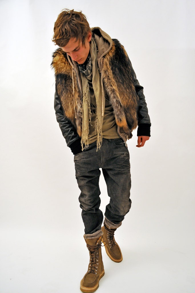 brown fur leather jacket with hoodie