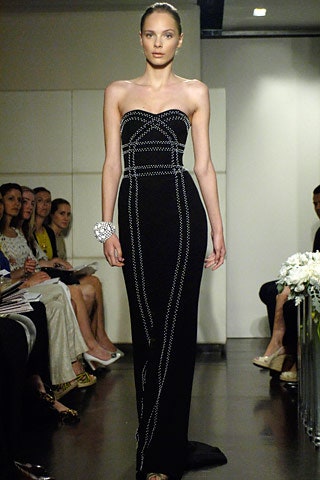 black silk strapless gown