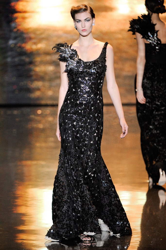 black sequin sleeveless gown