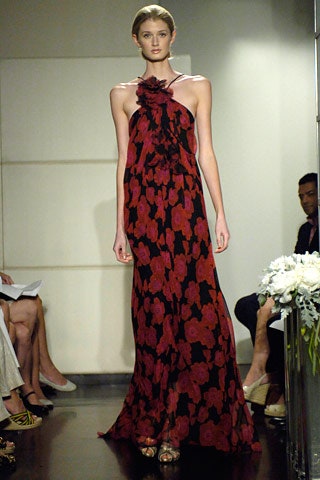 black and red floral gown