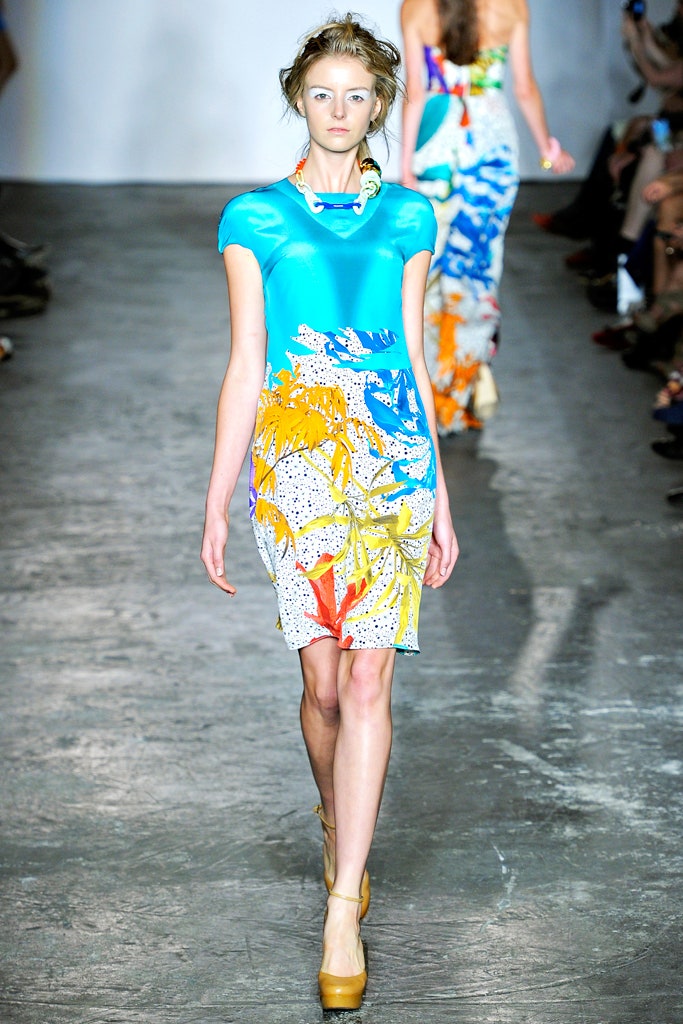 blue printed mini dress