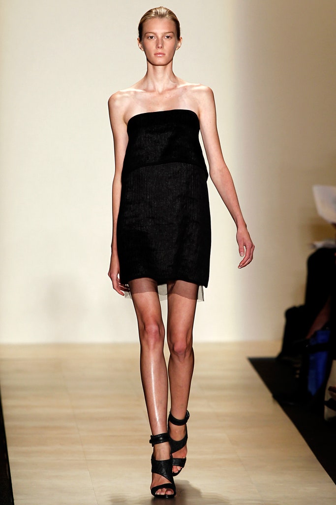 black silk strapless mini dress