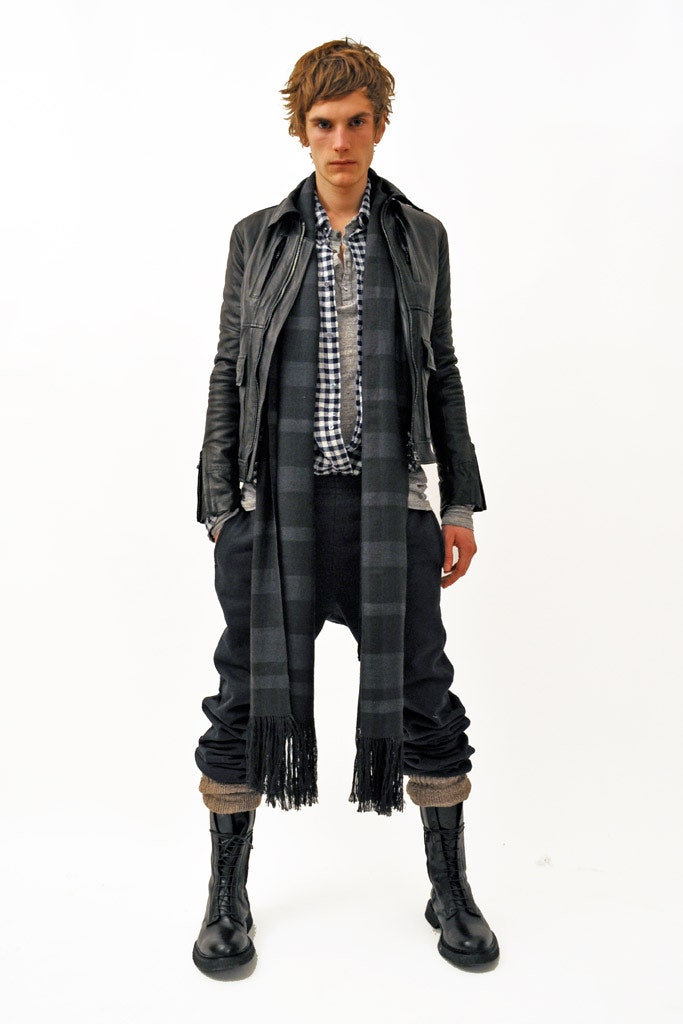 black leather jacket with checked shirt