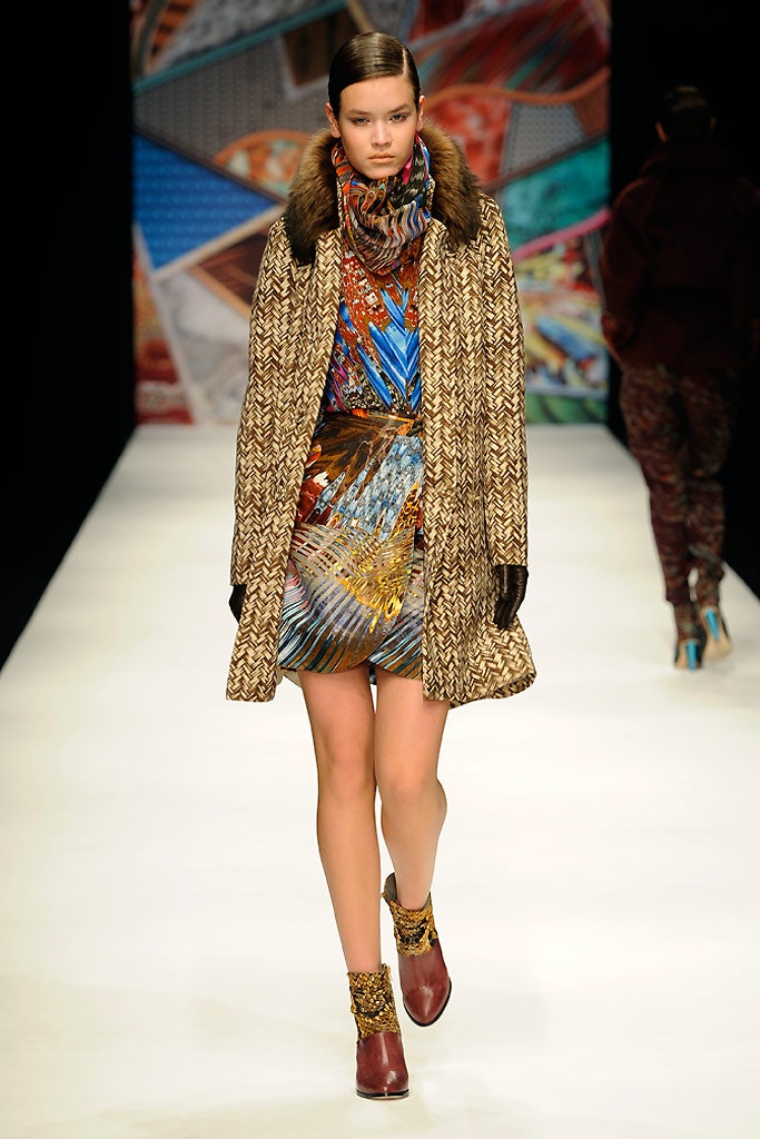 brown wool coat with multi dress