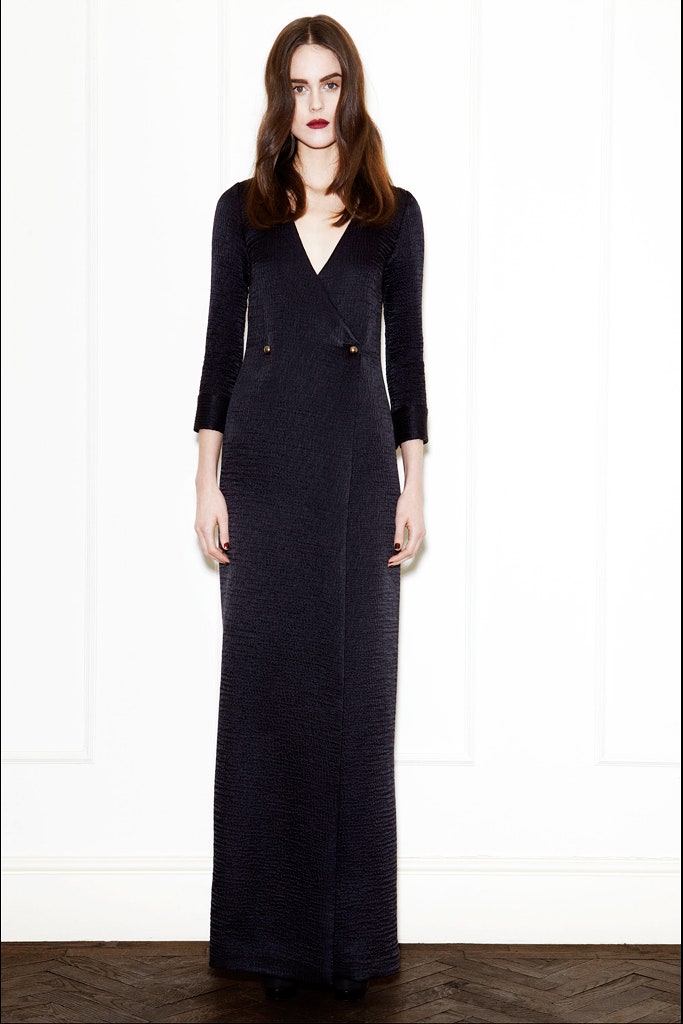 black silk fitted gown