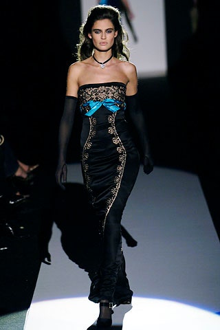 black silk strapless gown