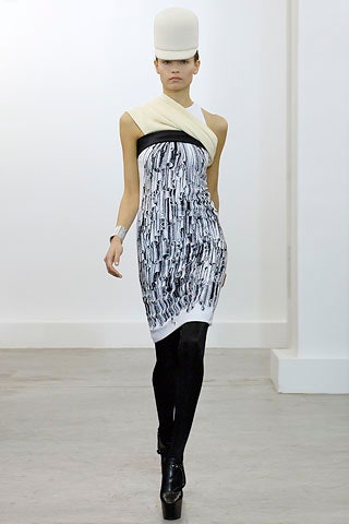 fitted black and white printed dress