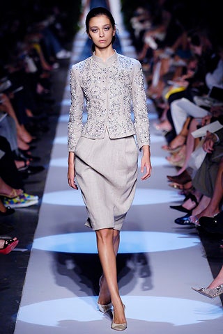 beige silk long-sleeve collared tailored embroidered blazer