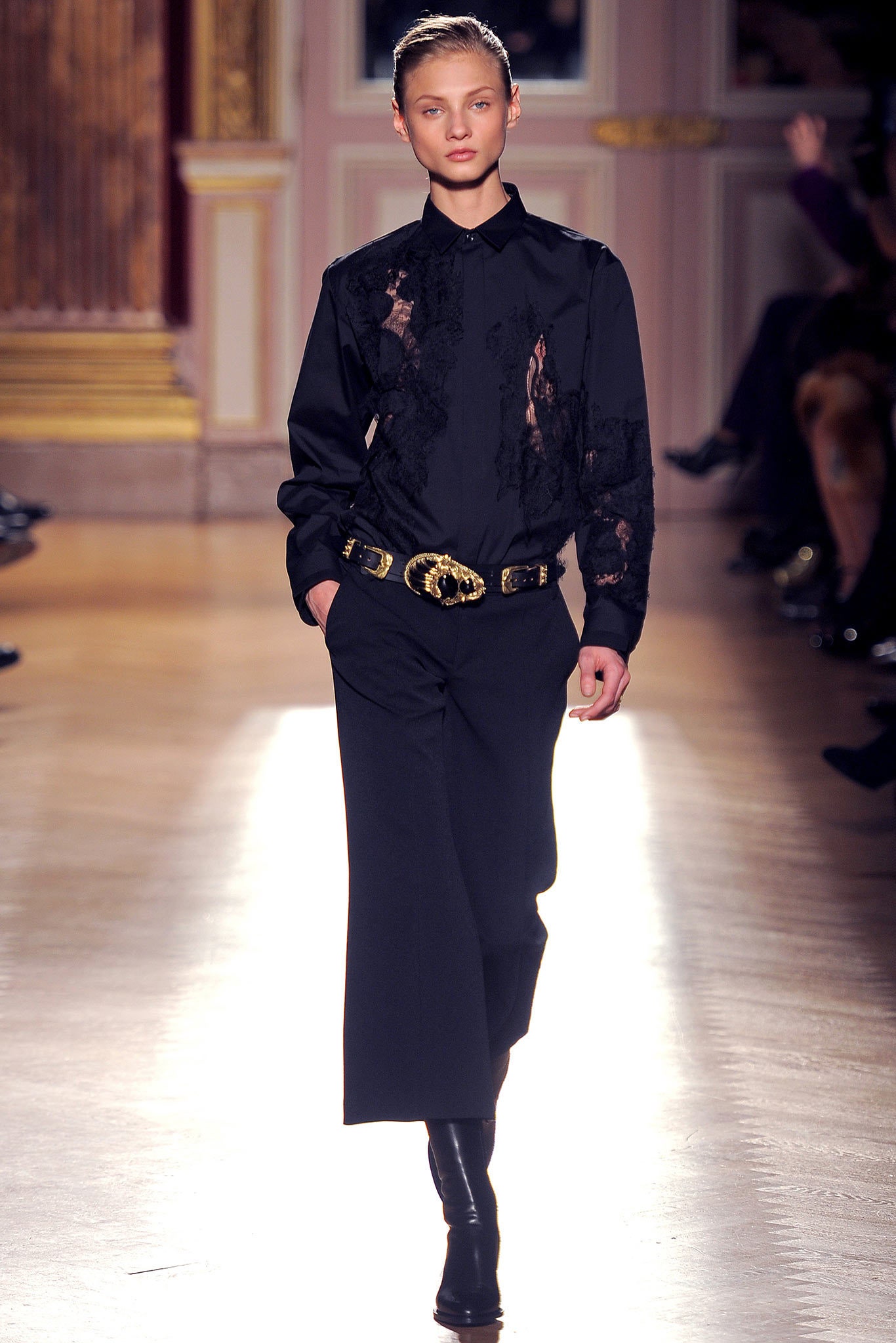 black silk shirt and pants