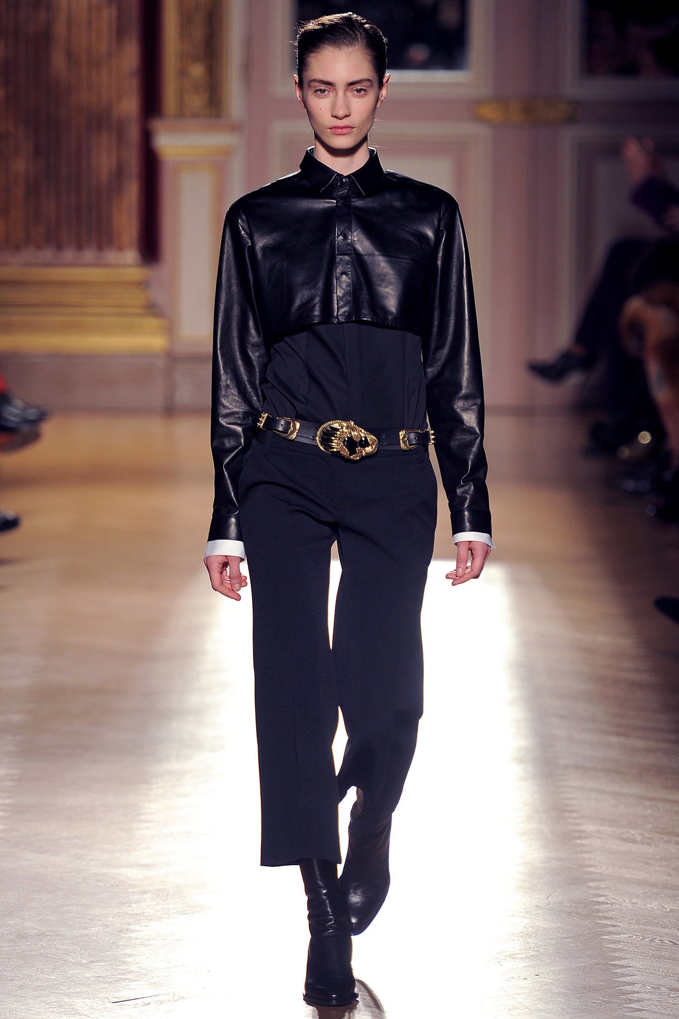 black leather fitted jumpsuit