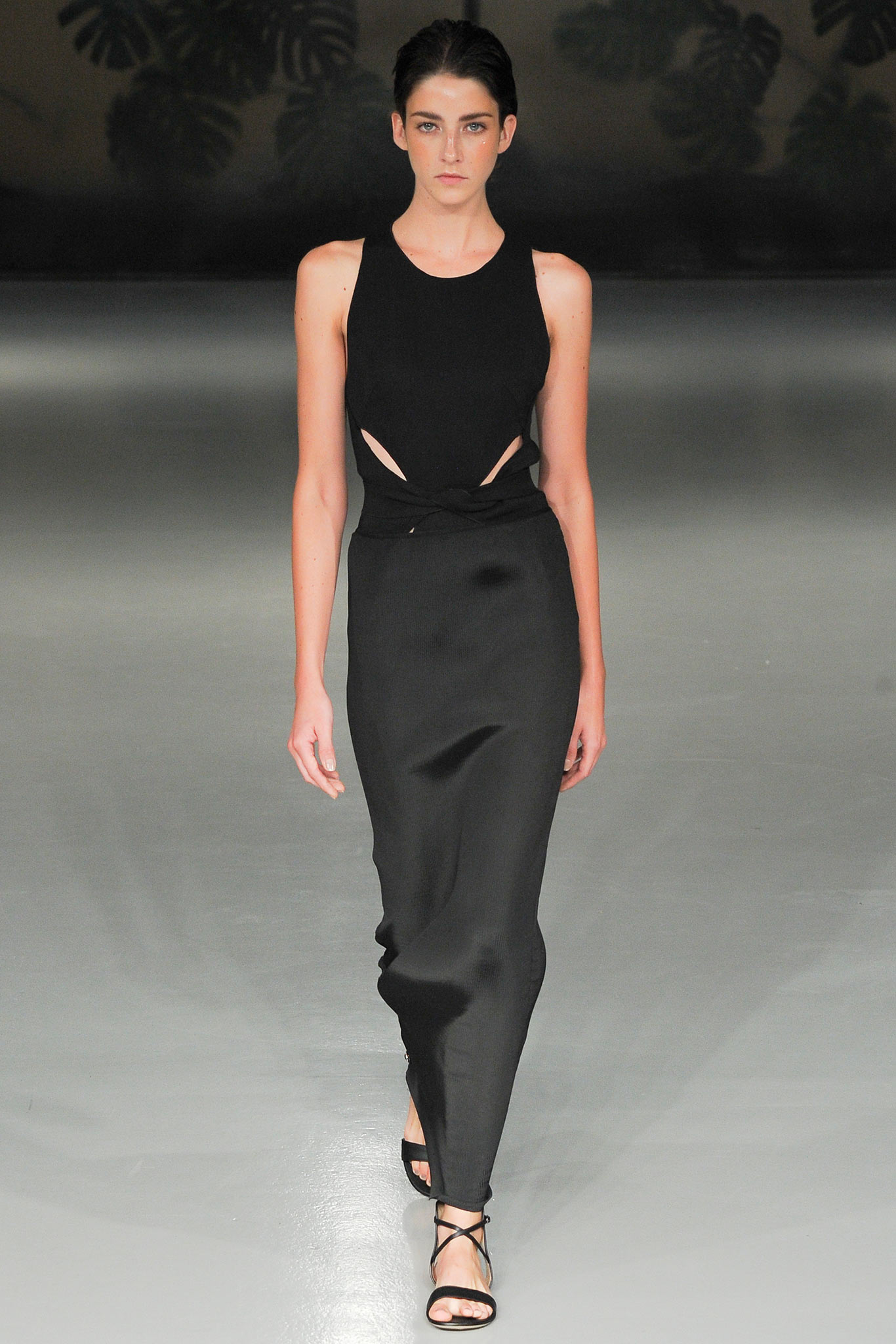 black silk sleeveless dress