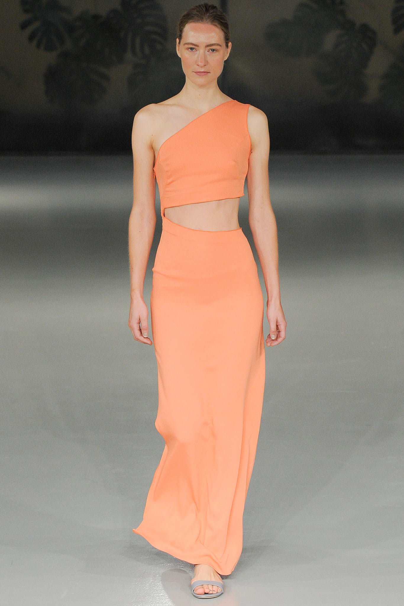 fitted orange asymmetric dress