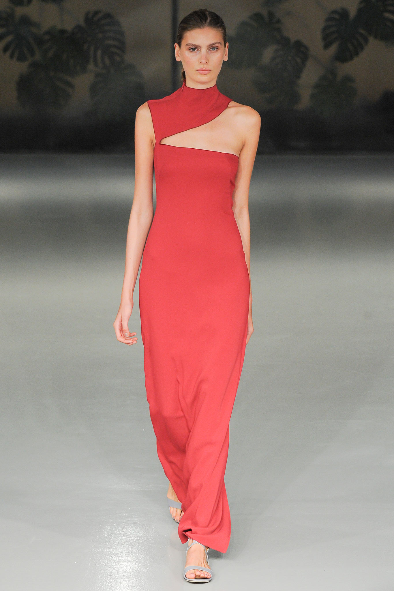 fitted red silk dress