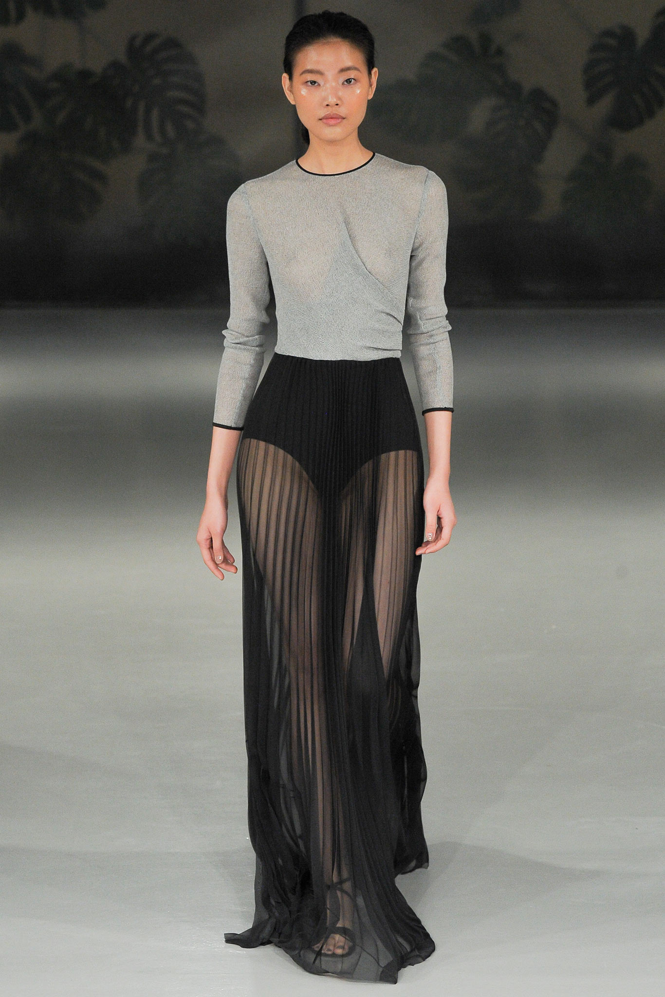 black sheer pleated maxi dress