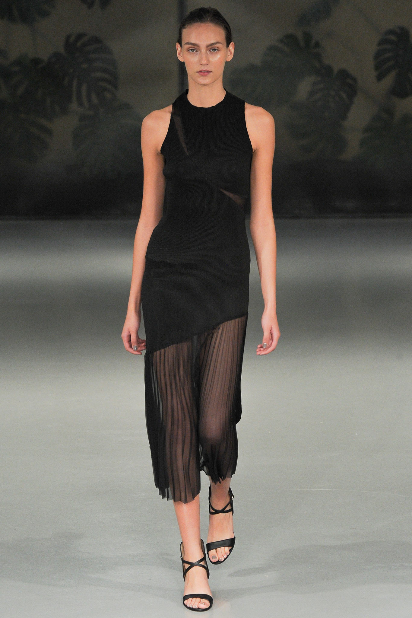 black silk sleeveless midi dress