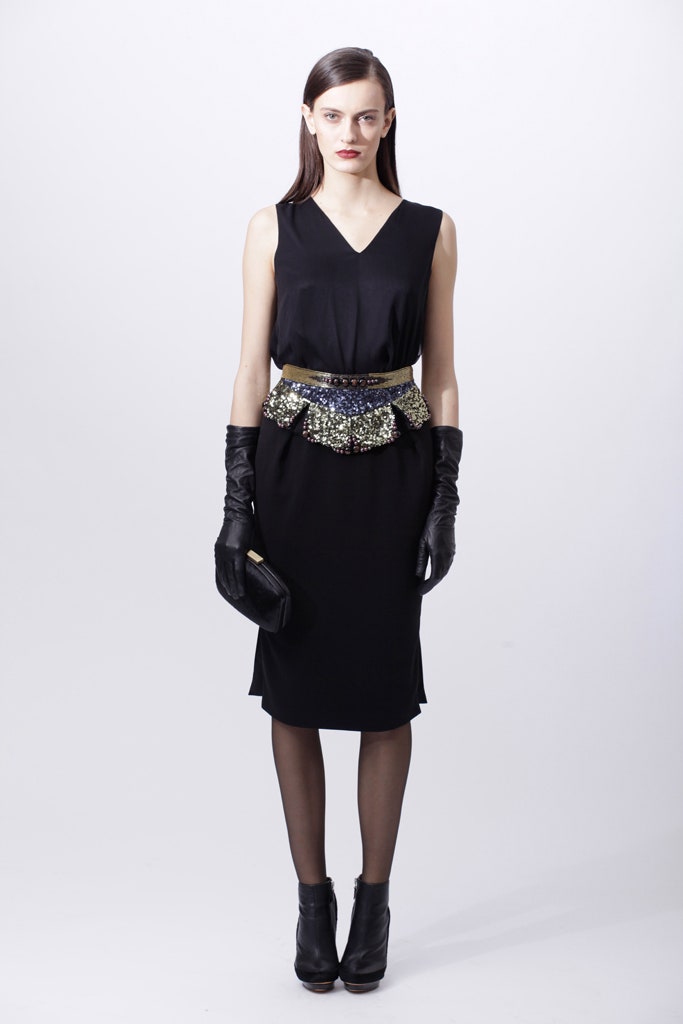 black silk fitted midi dress