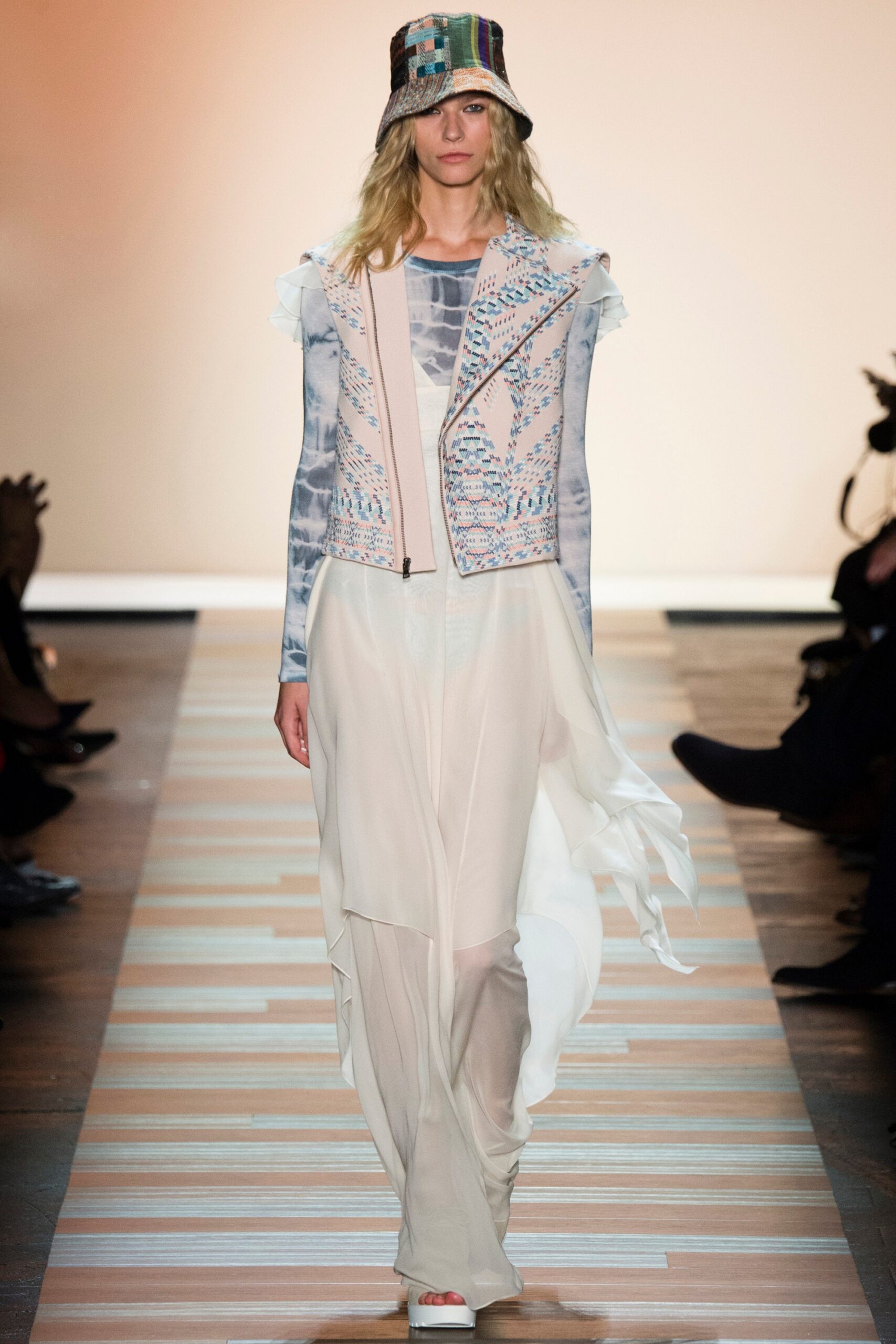 white flowing midi dress with jacket