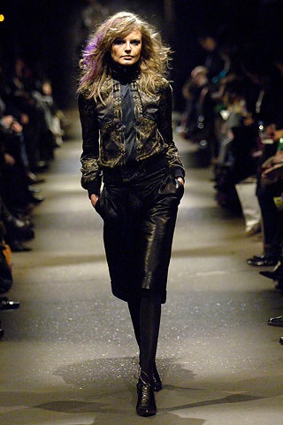 black silk blouse with leather pants