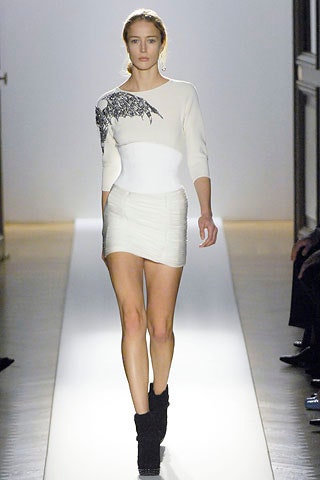 fitted white and black embellished dress