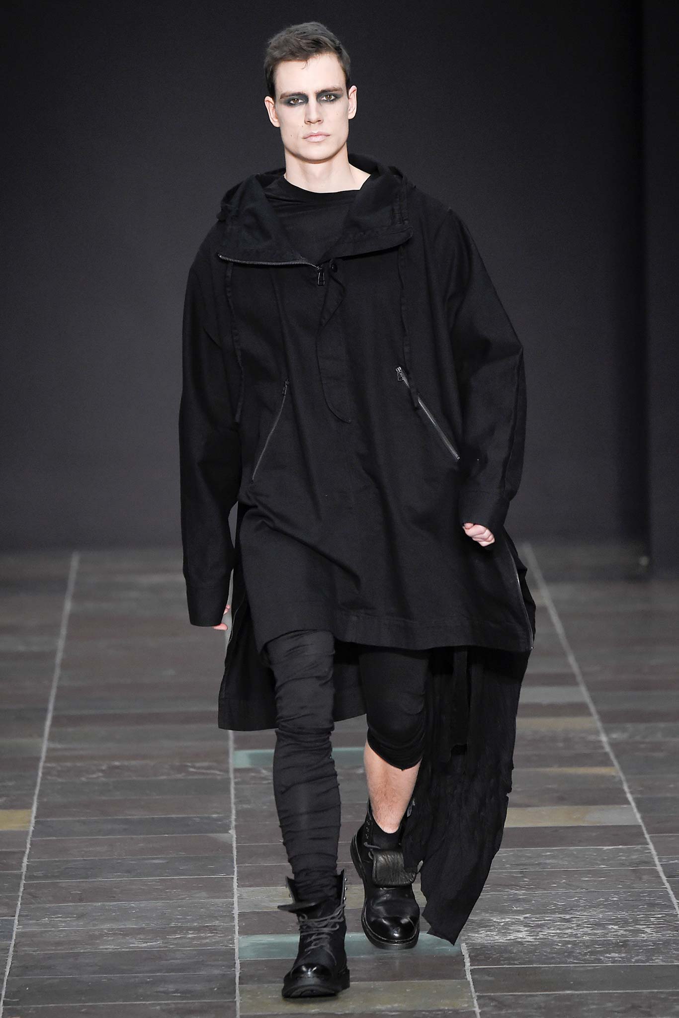 black relaxed coat with hood