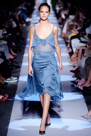 blue silk sleeveless dress