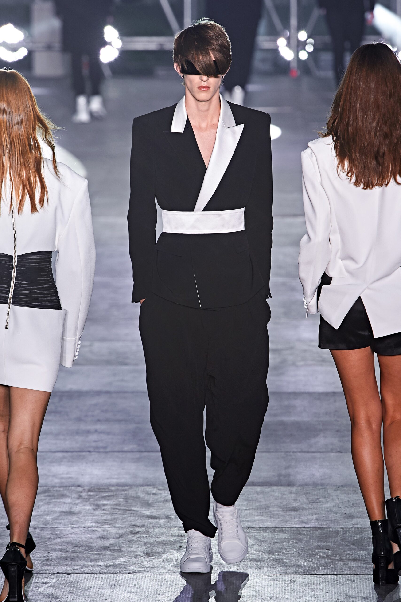 black and white relaxed suit