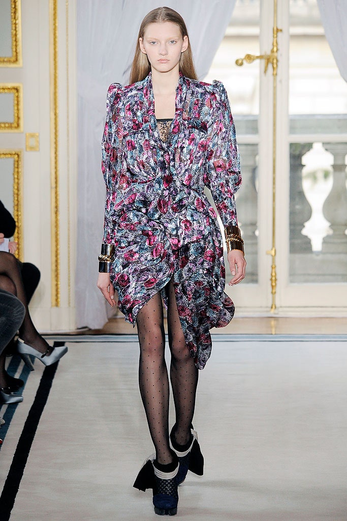 purple pink blue silk dress