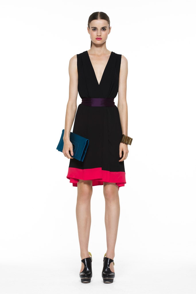 black and pink sleeveless dress