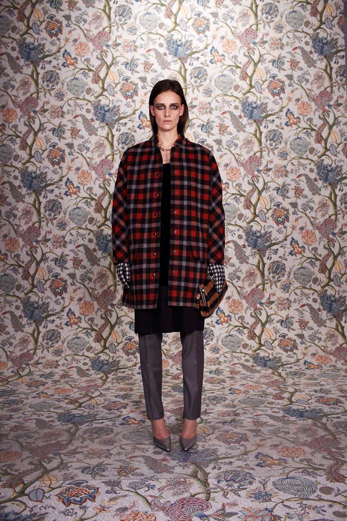 oversized red black checked coat