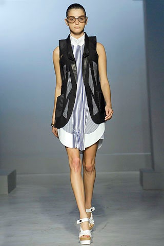 black and white striped dress with vest