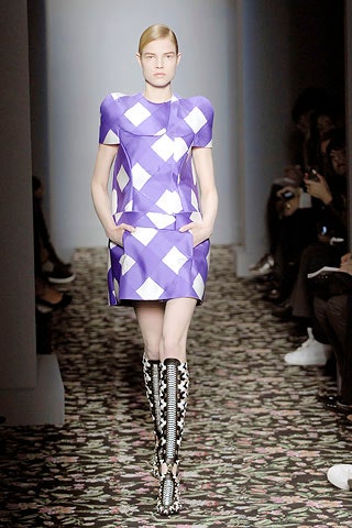 purple and white mini dress with boots