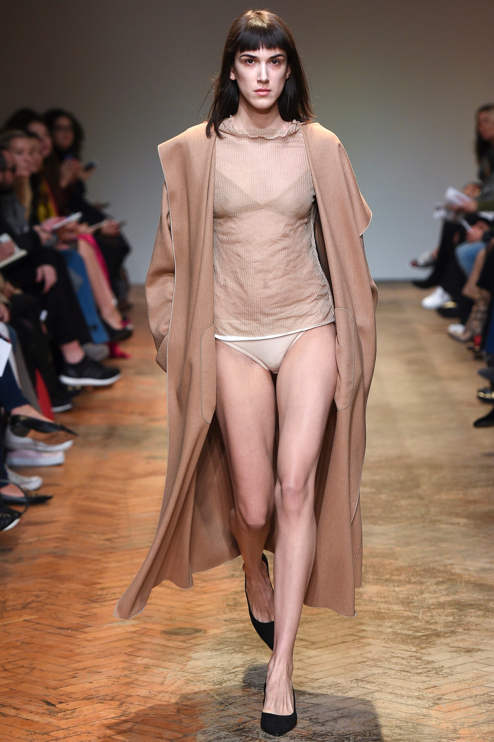 beige wool coat with fitted top