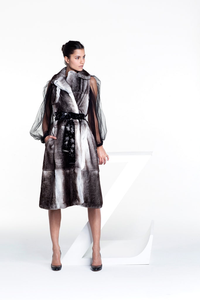 brown and white fur belted dress