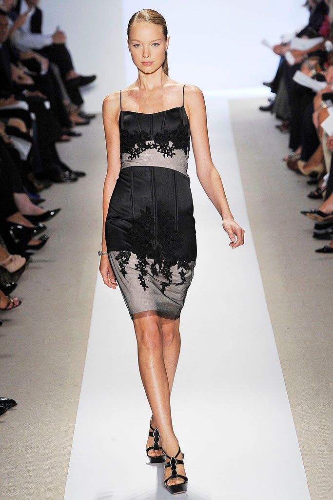 black and beige embroidered midi dress