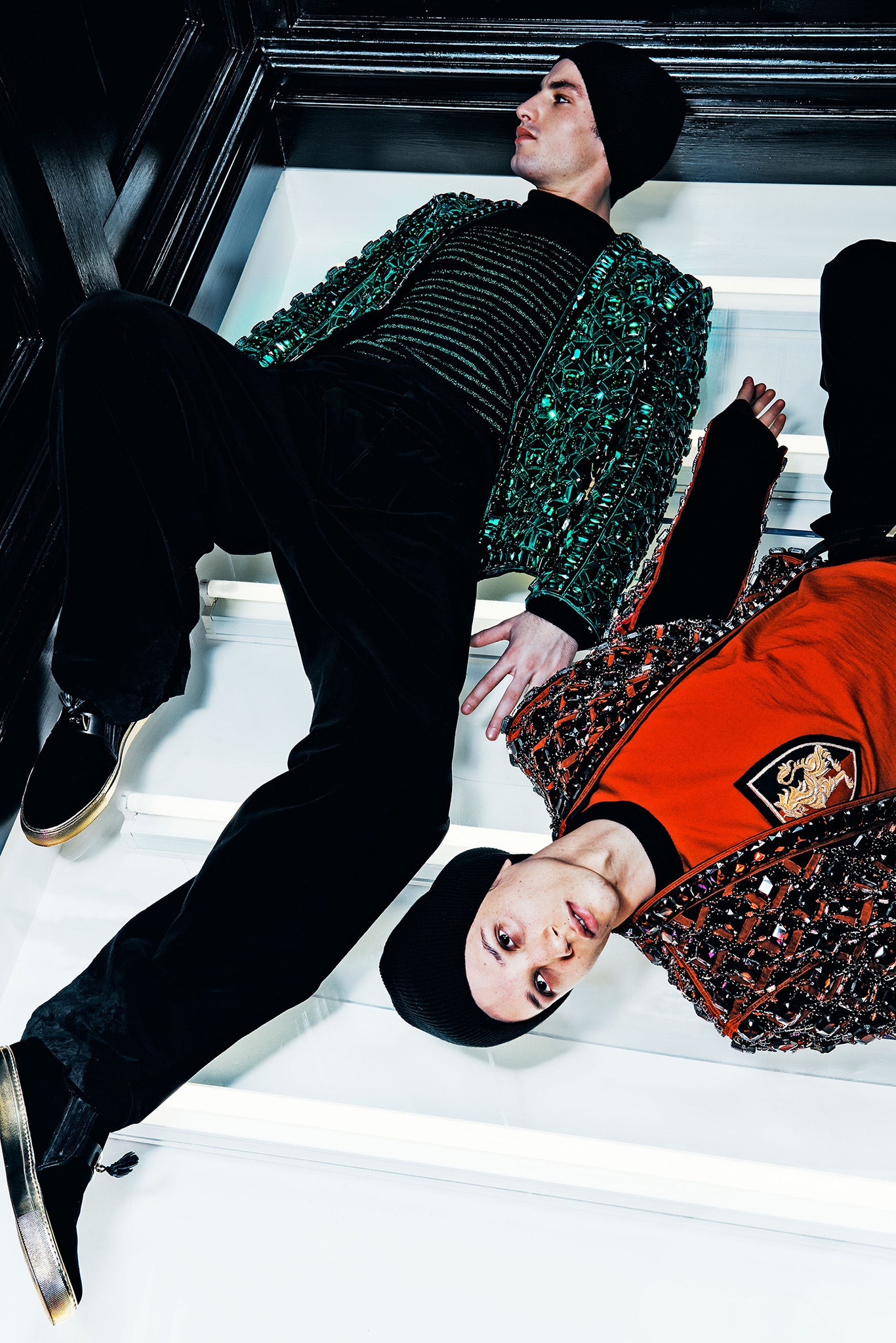 green and red beaded jackets