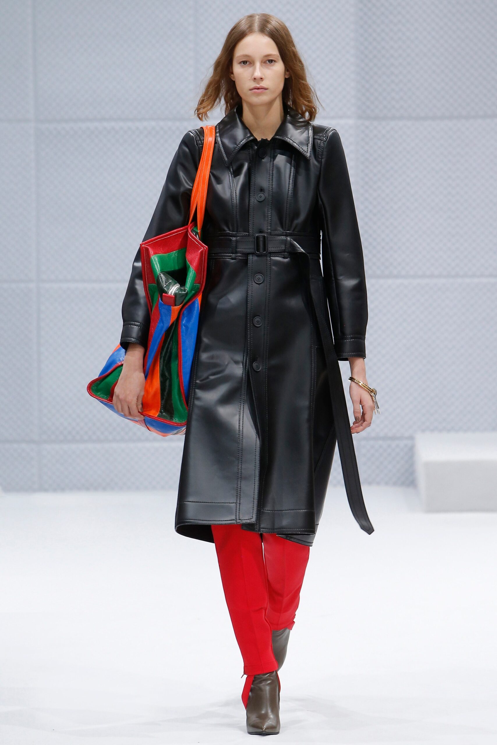 black leather fitted coat