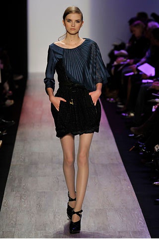 black mini dress with blue top