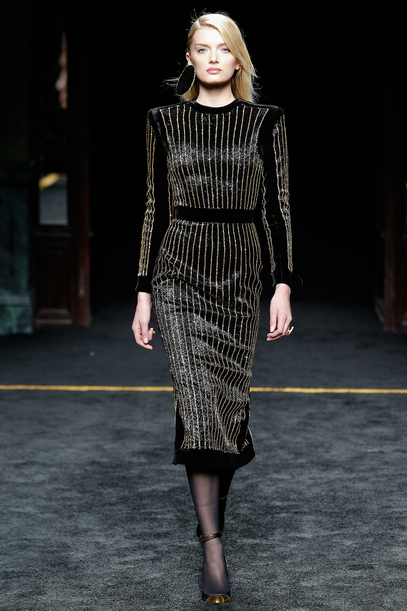 black velvet striped dress