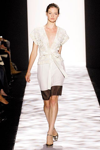 white and brown belted dress