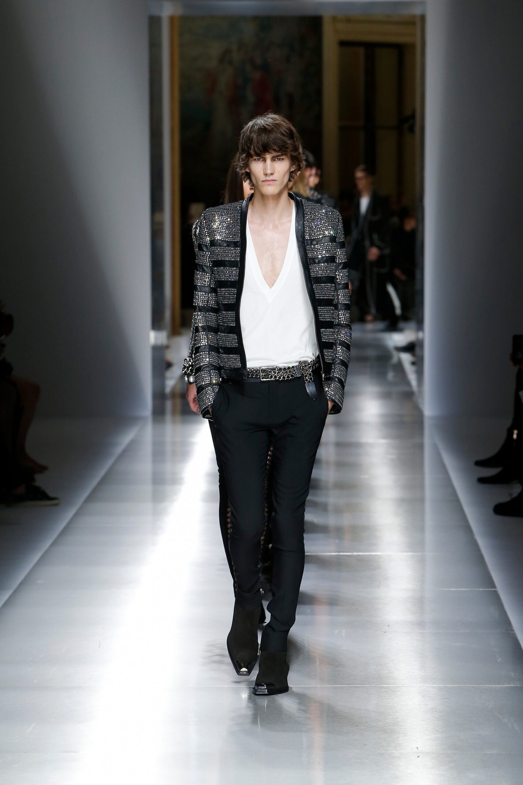 tailored black and silver blazer